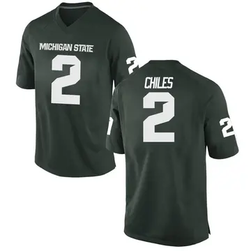 Men's Aidan Chiles Michigan State Spartans Nike Game Green Football College Jersey