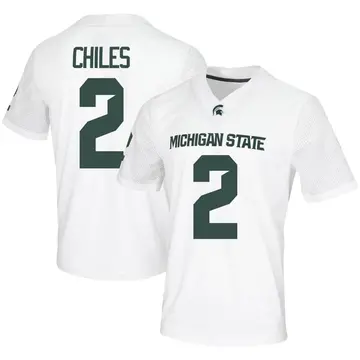 Men's Aidan Chiles Michigan State Spartans Nike Game White Football Jersey