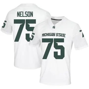 Men's Ben Nelson Michigan State Spartans Nike Game White Football Jersey