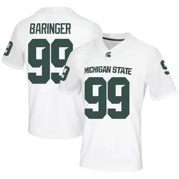 Men's Bryce Baringer Michigan State Spartans Nike Game White Football Jersey