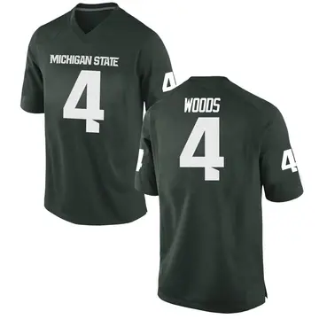 Men's Ed Woods Michigan State Spartans Nike Game Green Football College Jersey