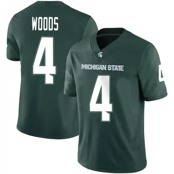 Men's Ed Woods Michigan State Spartans Nike Game Green Football Jersey