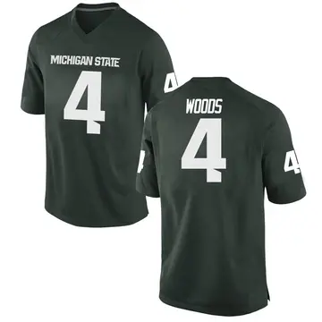 Men's Ed Woods Michigan State Spartans Nike Replica Green Football College Jersey