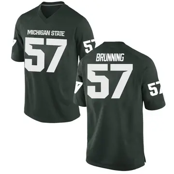 Men's Evan Brunning Michigan State Spartans Nike Game Green Football College Jersey