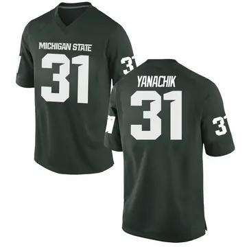 Men's Jack Yanachik Michigan State Spartans Nike Game Green Football College Jersey