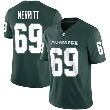 Men's Jacob Merritt Michigan State Spartans Nike Game Green Football Jersey