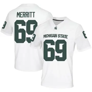 Men's Jacob Merritt Michigan State Spartans Nike Game White Football Jersey