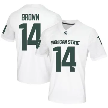 Men's Sean Brown Michigan State Spartans Nike Game White Football Jersey